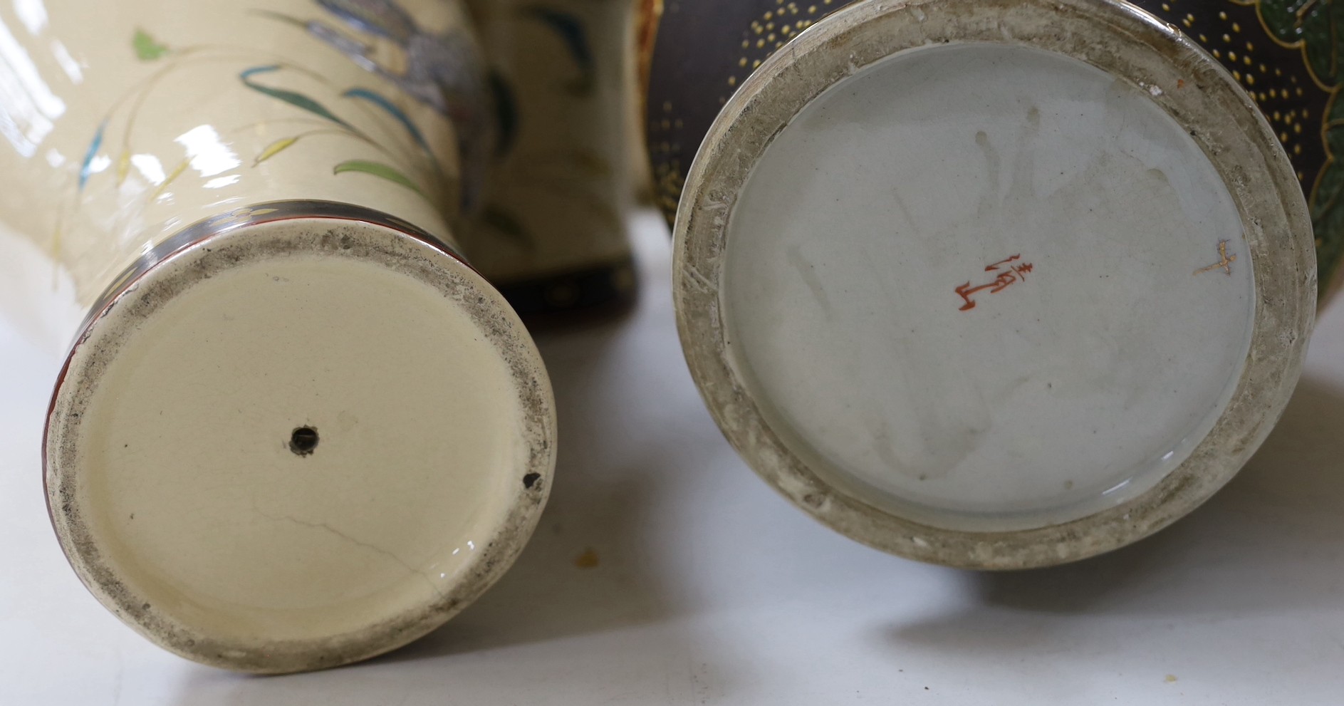 Two pairs of Japanese vases. Tallest 38cm